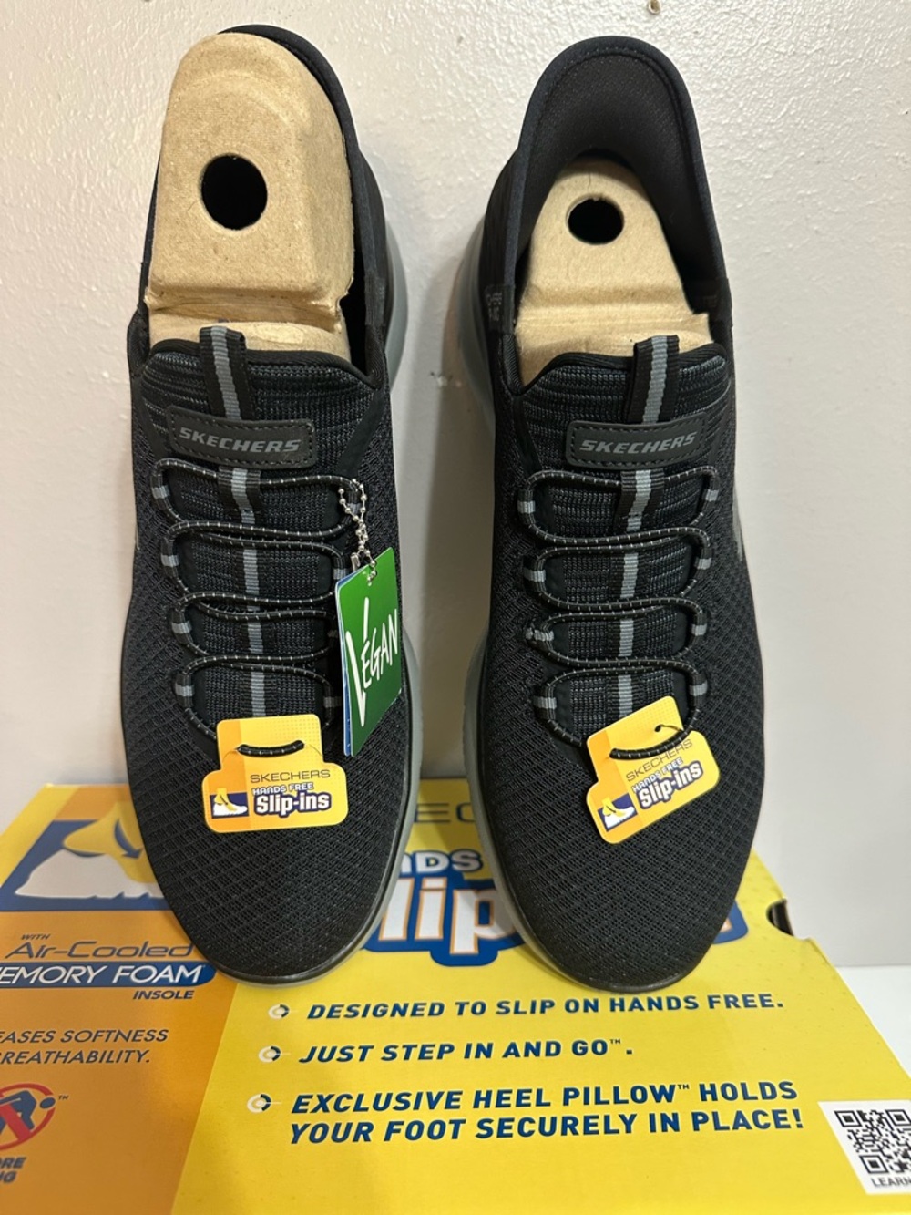 Skechers Men's Black and Gray Slip-On Athletic Sneakers - Picture 3 of 7